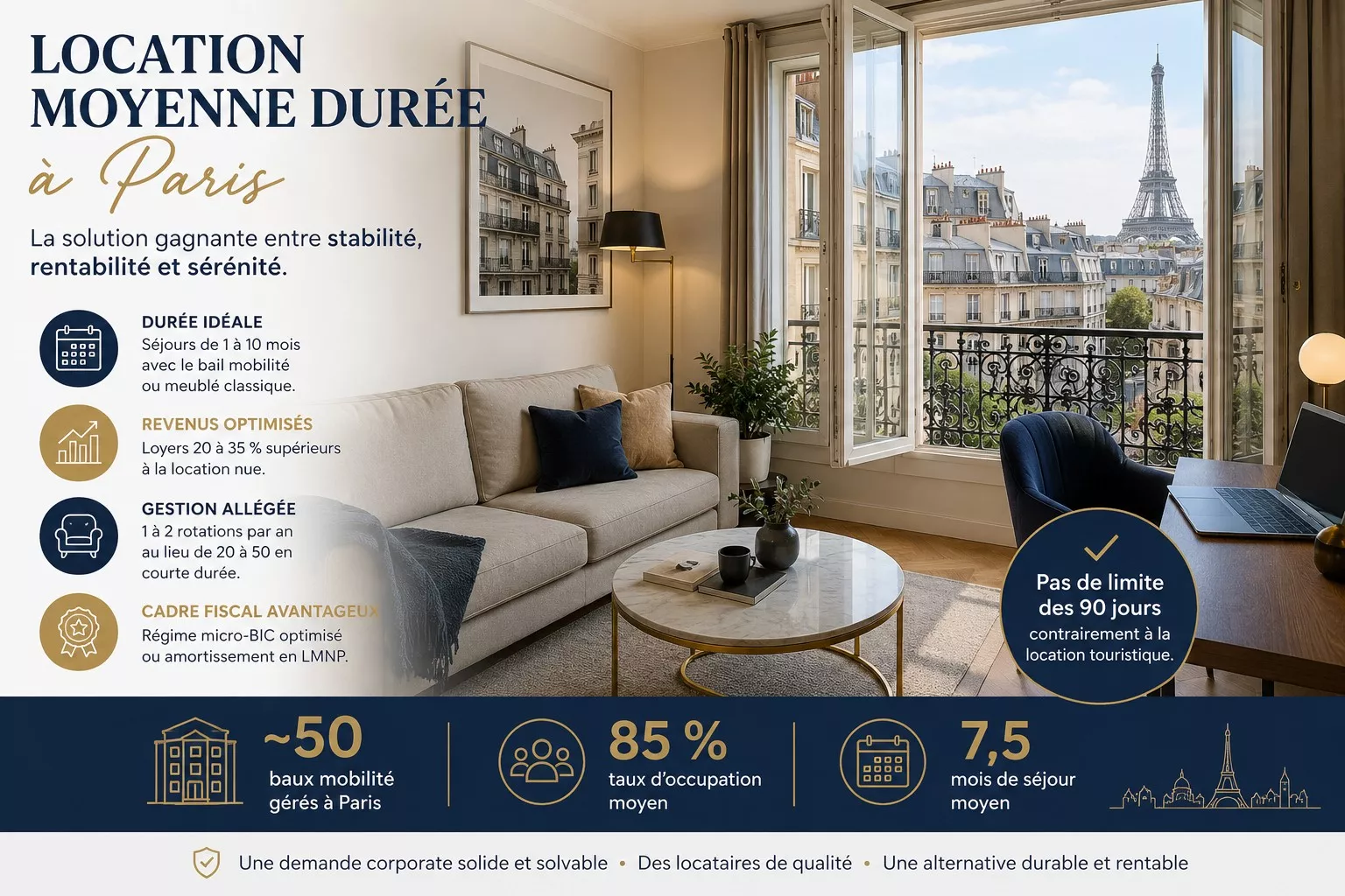 Location moyenne durée Paris : guide complet pour propriétaires 2026